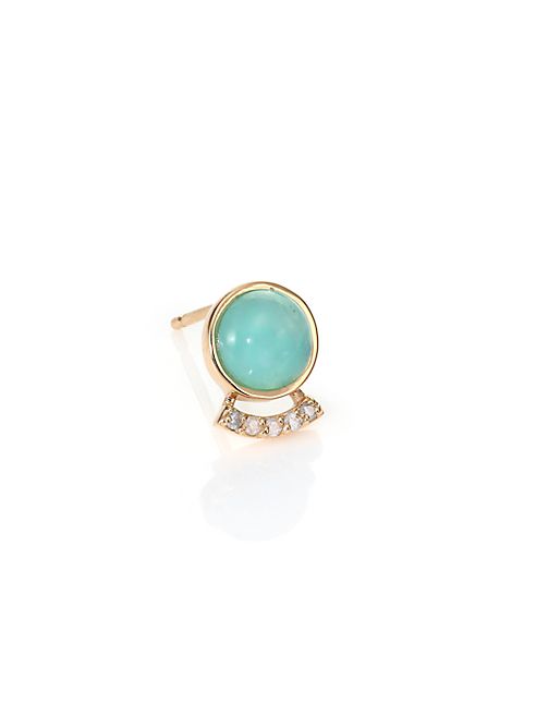 PHYNE by Paige Novick - Building Blocks Diamond, Peruvian Blue Opal & 14K Yellow Gold Single Stud Earring