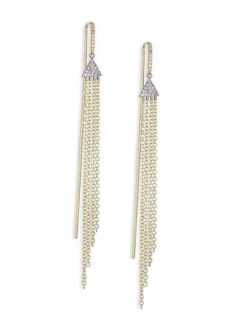 Meira T - Diamond, 14K White & Yellow Gold Fringed Drop Earrings