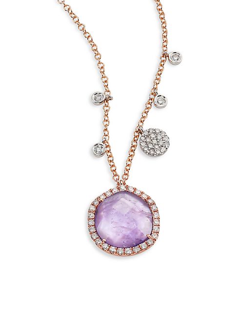 Meira T - Diamond, Tanzanite, 14K Rose Gold & 14K White Gold Pendant Necklace