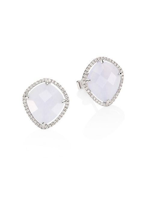 Meira T - Diamond, Blue Opal & 14K White Gold Stud Earrings