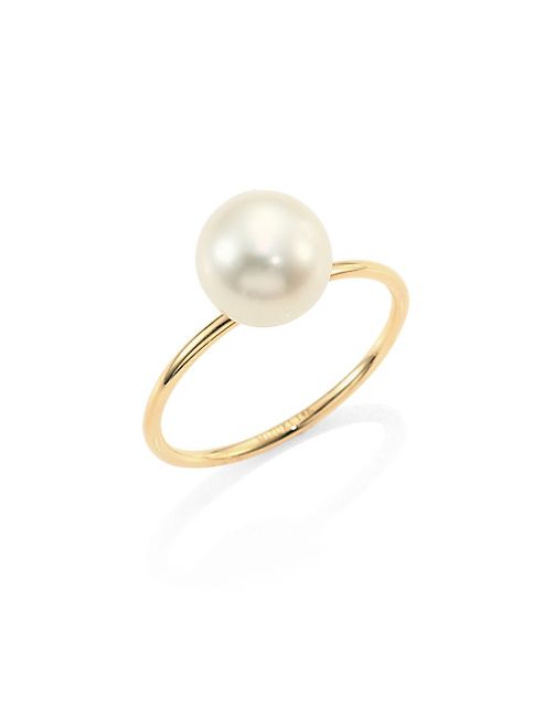 Mizuki - 8MM White Freshwater Pearl & 14K Yellow Gold Ring