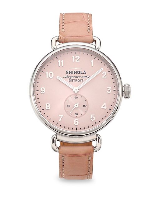 Shinola - Runwell Pink Alligator Strap Watch