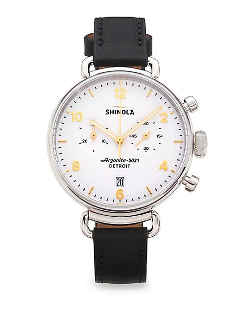 Shinola - Runwell Black Essex Glacier Leather Strap Watch