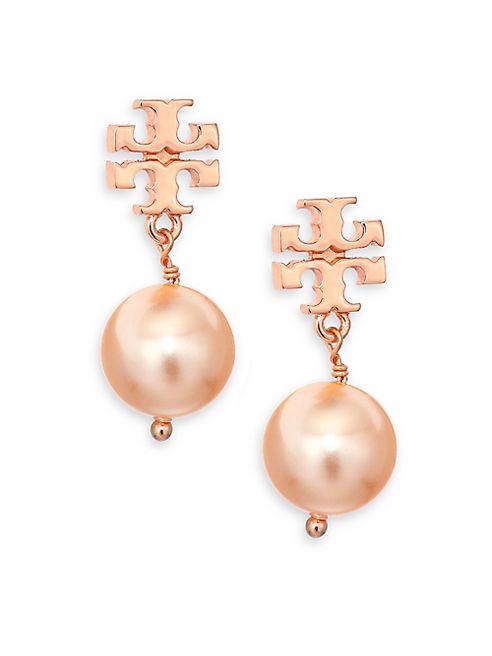 Tory Burch - Crystal-Pearl Drop Earrings