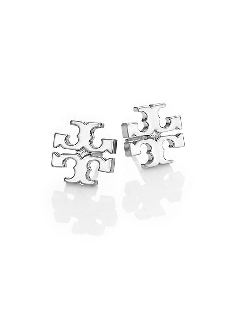 Tory Burch - T-Logo Stud Earrings/Silvertone