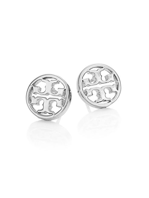 Tory Burch - Logo Circle Stud Earrings/Silvertone