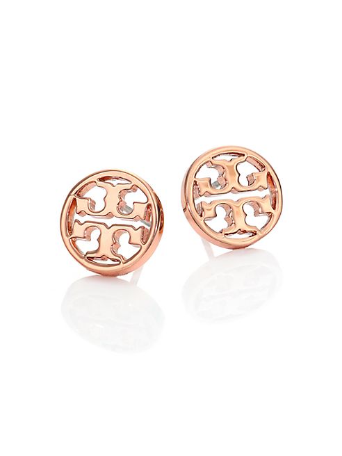 Tory Burch - Logo Circle Stud Earrings/Rose Goldtone