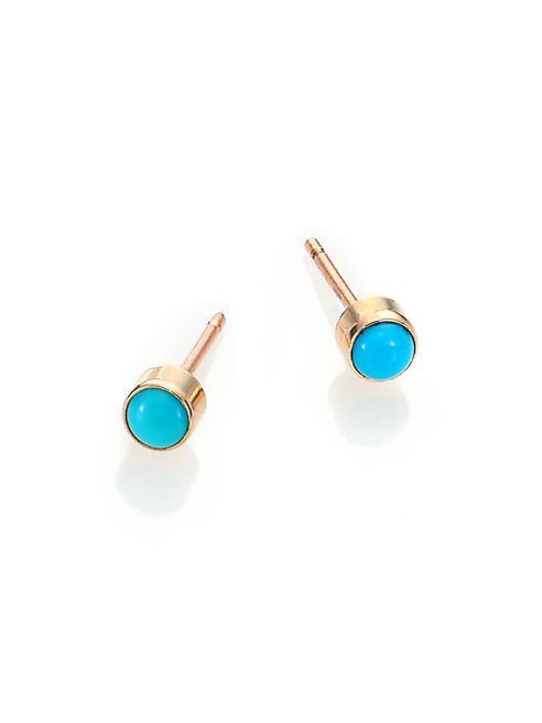 Zoe Chicco - Turquoise & 14K Yellow Gold Stud Earrings