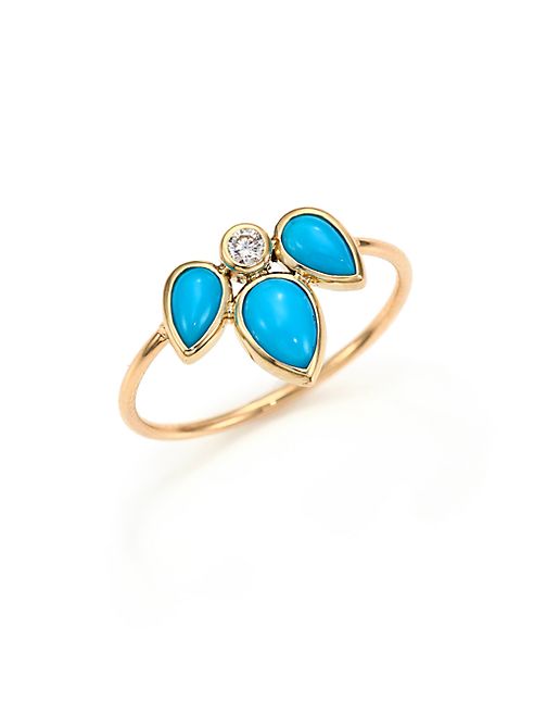 Zoe Chicco - Diamond, Turquoise & 14K Yellow Gold Ring