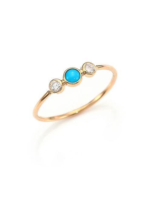 Zoe Chicco - Diamond, Turquoise & 14K Yellow Gold Ring