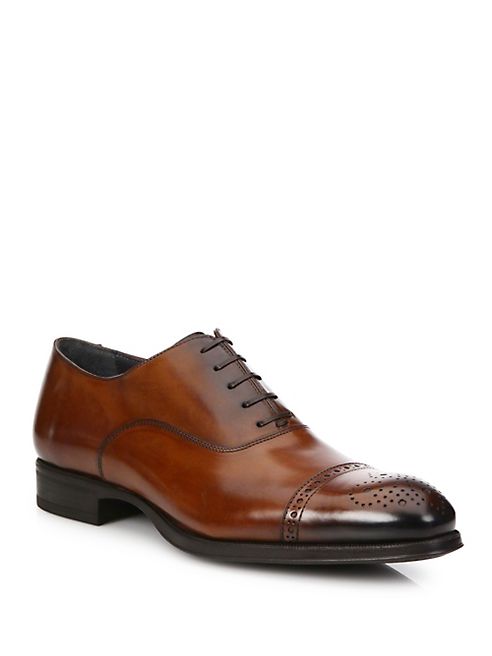 To Boot New York - Medallion Leather Cap Toe Oxfords