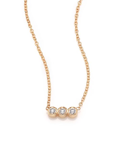 Zoe Chicco - Diamond & 14K Yellow Gold Pendant Necklace