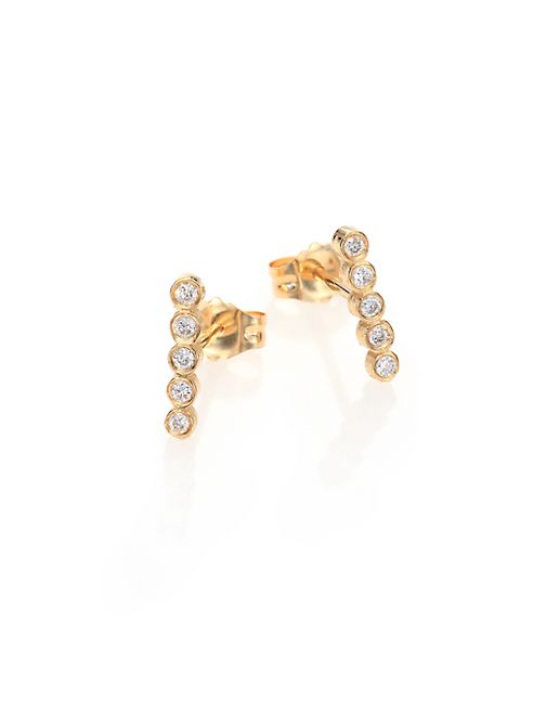 Zoe Chicco - Diamond & 14K Yellow Gold Stud Earrings