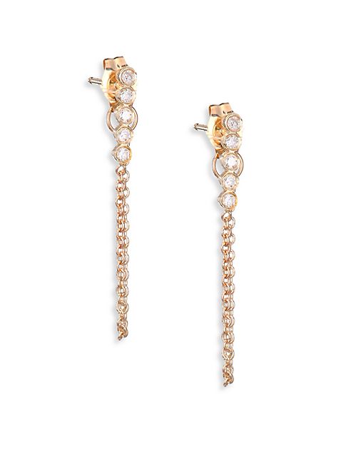 Zoe Chicco - Diamond & 14K Yellow Gold Chain Drop Earrings