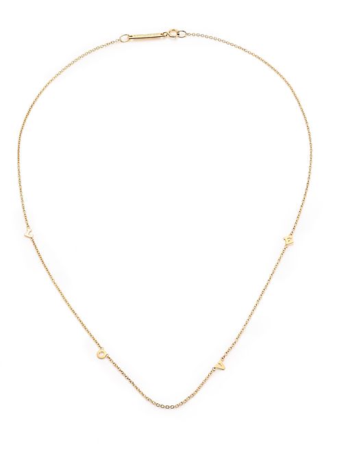 Zoe Chicco - Tiny Letters Love 14K Yellow Gold Station Necklace