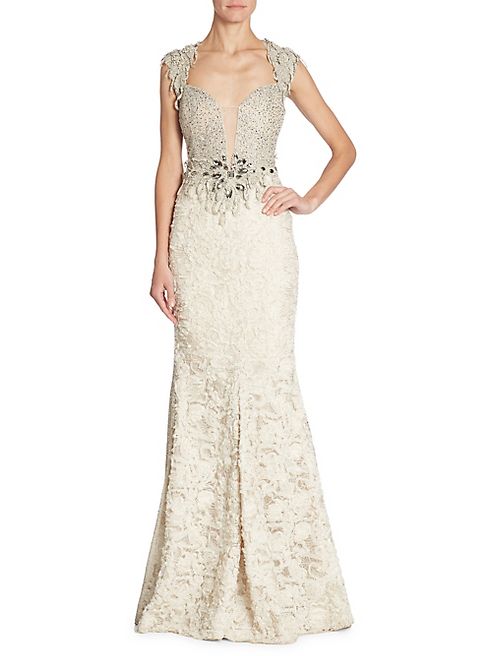 ALBERTO MAKALI - Embellished Lace Gown