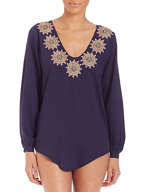 OndadeMar - Embroidered Dancing Blue Blouse