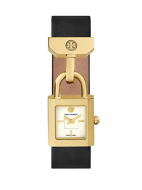 Tory Burch - Surrey Goldtone Stainless Steel & Leather Strap Watch