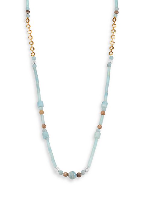 Stephanie Kantis - Lavish Blue Amazonite, Fossil Coral & White Quartz Beaded Long Necklace