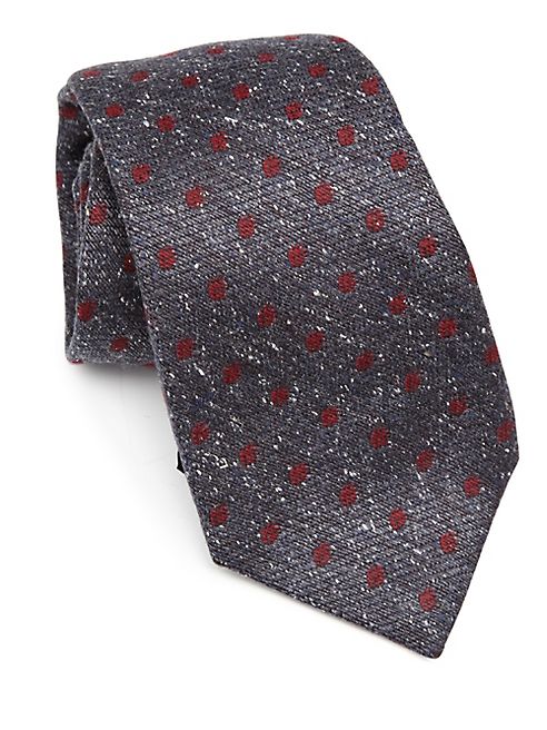 Kiton - Dot Print Wool & Silk Tie