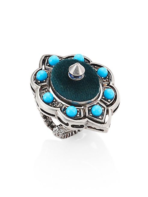 Gucci - Studded Enamel & Velvet Cocktail Ring