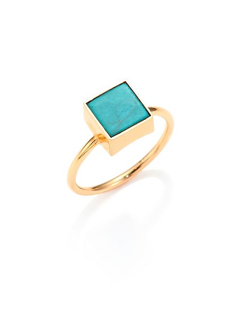 GINETTE NY - Wise Ever Turquoise & 18K Rose Gold Square Ring