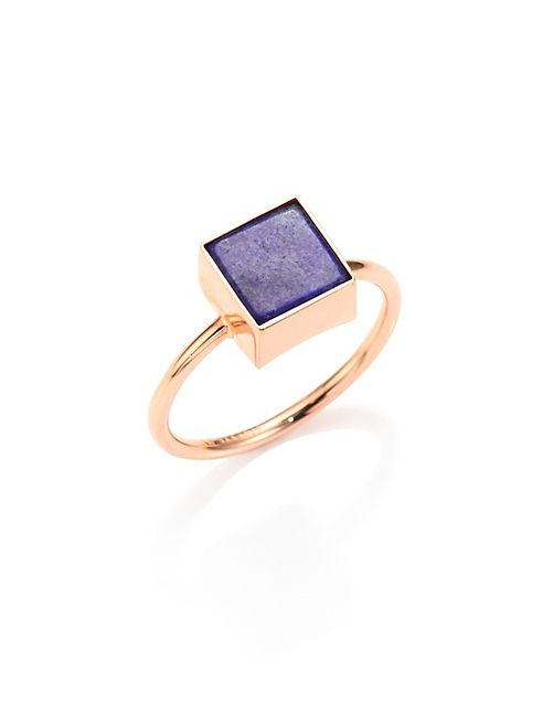 GINETTE NY - Wise Ever Lapis Lazuli & 18K Rose Gold Square Ring