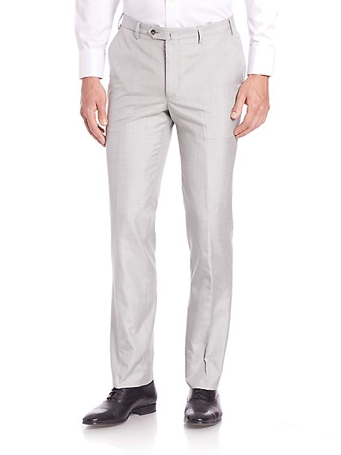 Saks Fifth Avenue Collection - Flat-Front Silk Dress Pants