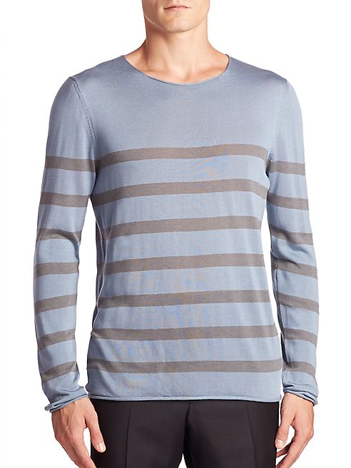 Giorgio Armani - Striped Cotton, Silk & Cashmere Sweater