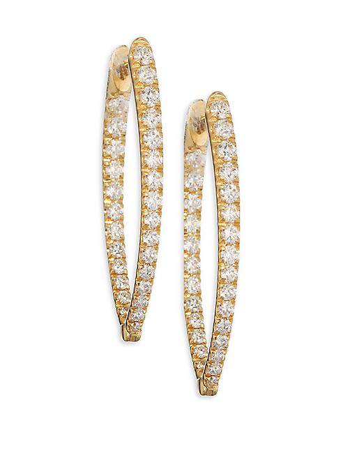 Melissa Kaye - Cristina Diamond & 18K Yellow Gold Hinged Hoop Earrings/1.25