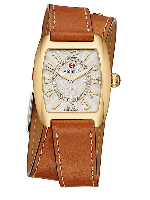 Michele Watches - Urban Mini Diamond & Leather Double-Wrap Strap Watch