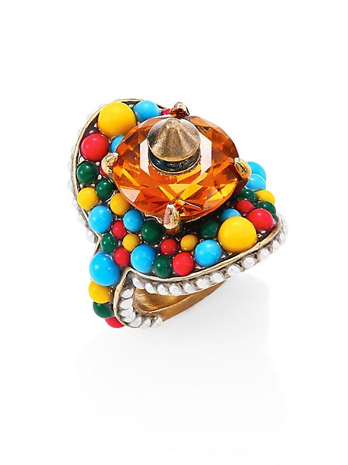 Gucci - Turquoise Beaded Swarovski Crystal Cocktail Ring