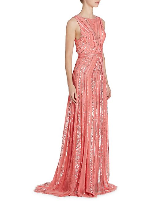 Zuhair Murad - Open Back Sequin-Embroidered Gown