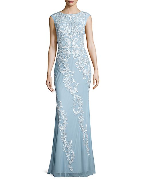 Aidan Mattox - Capsleeve Lace Detail Gown