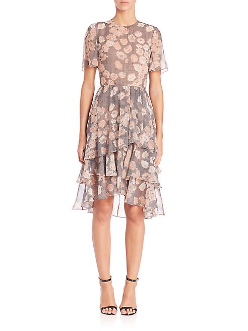 Jason Wu - Floral Chiffon Short Sleeve Silk Day Dress