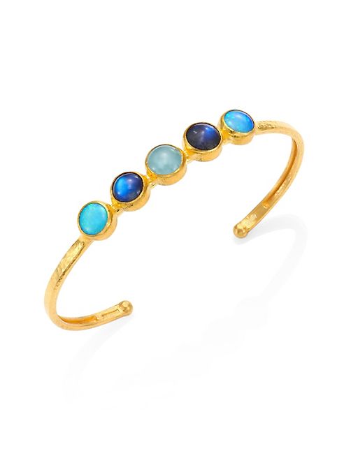 GURHAN - Amulet Hue Opal, Aquamarine, Blue Moonstone & 24K Yellow Gold Cuff Bracelet