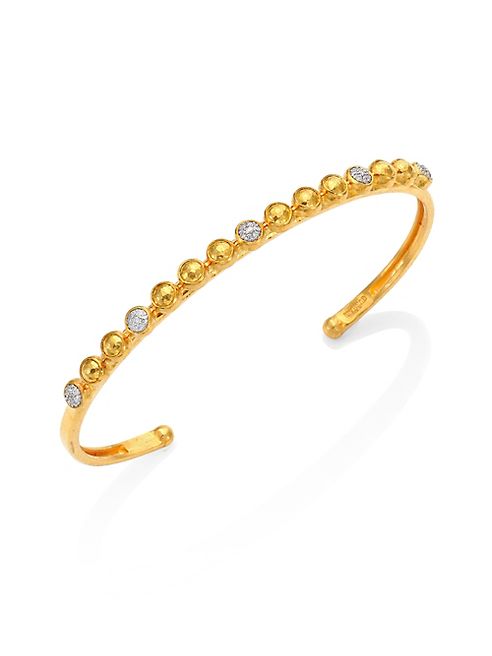 GURHAN - Amulet Hue Diamond, 24K Yellow Gold & 18K White Gold Cuff Bracelet