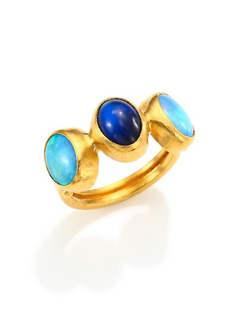 GURHAN - Amulet Hue Opal, Blue Moonstone & 24K Yellow Gold Ring