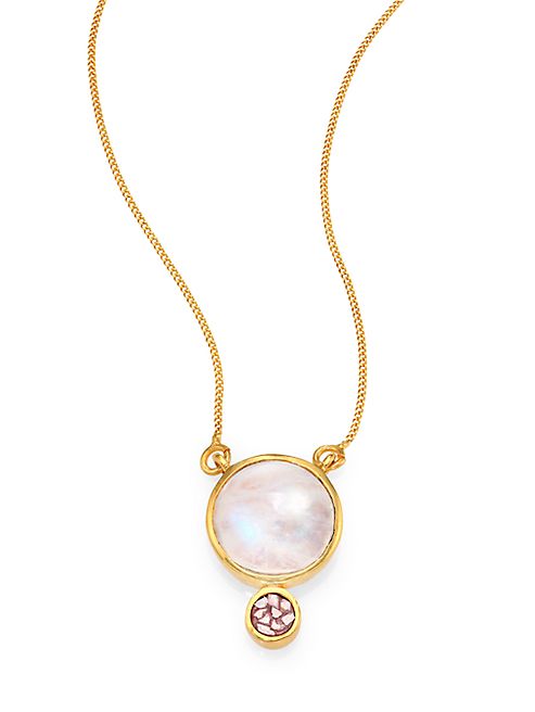 Shana Gulati - Tulum Ophelia Moonstone & Sliced Raw Diamond Pendant Necklace