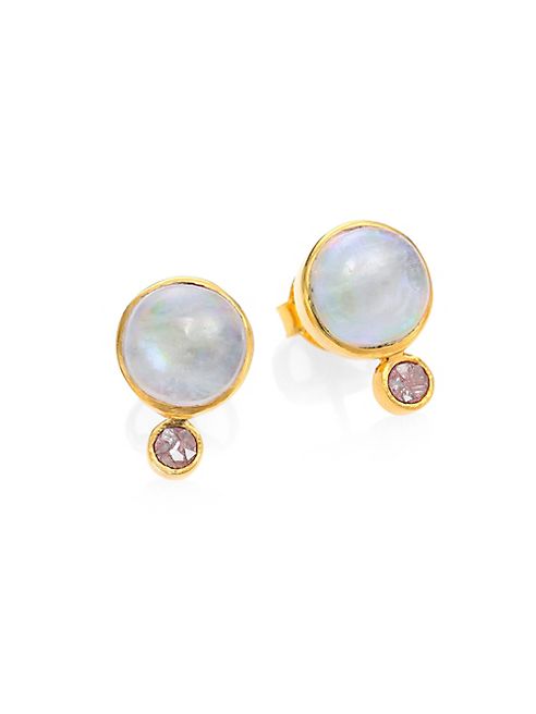 Shana Gulati - Tulum Ophelia Moonstone & Sliced Raw Diamond Stud Earrings