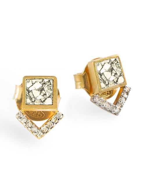 Shana Gulati - Tulum Miranda Champagne Diamond & Sliced Raw Diamond Stud Earrings