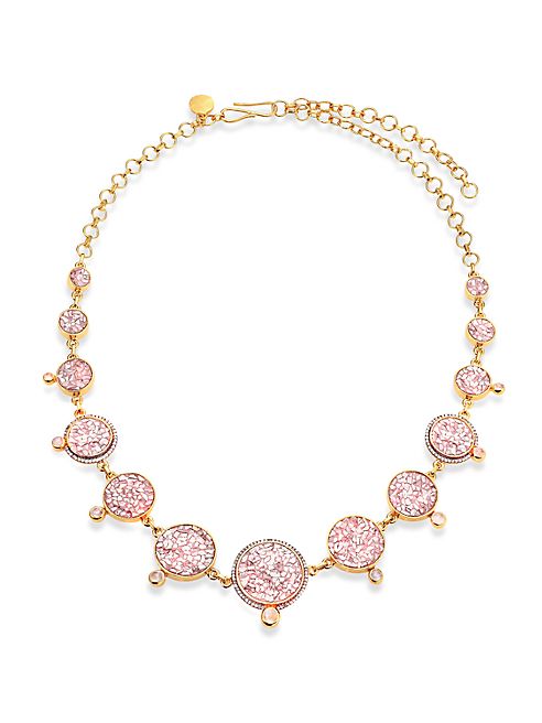 Shana Gulati - Serpens Pavé Champagne Diamond, Sliced Raw Diamond, Moonstone & 18K Yellow Gold Vermeil Necklace