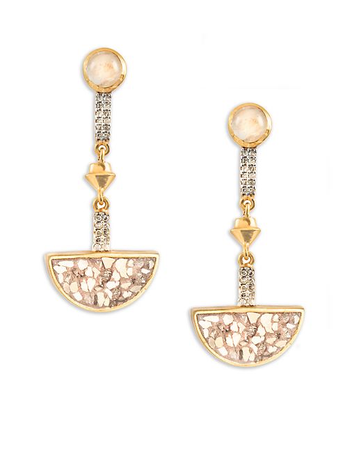 Shana Gulati - Tulum Arago M Champagne Diamond & Sliced Raw Diamond Drop Earrings