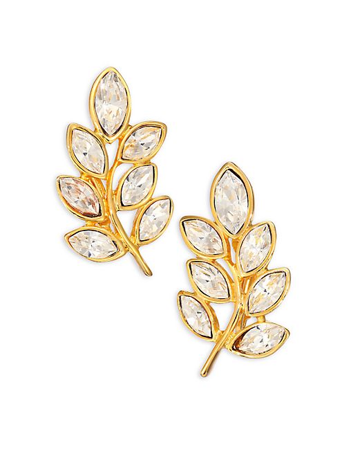 Kenneth Jay Lane - Crystal Leaf Clip-On Earrings