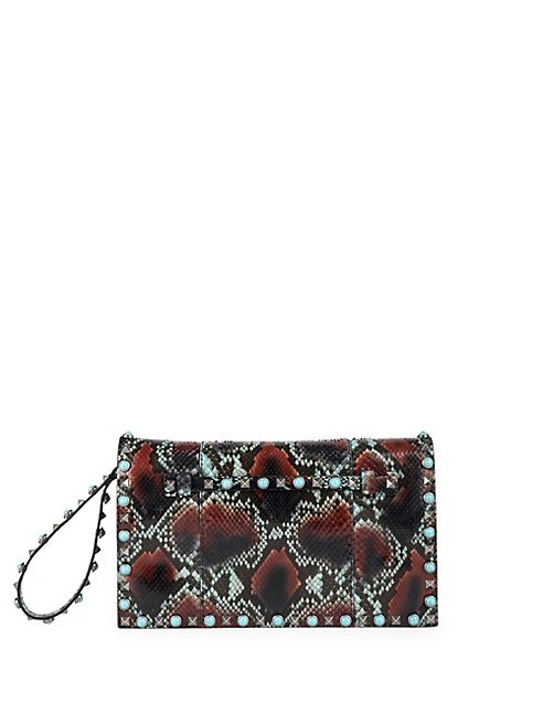 Valentino - Rolling Rockstud Python Clutch