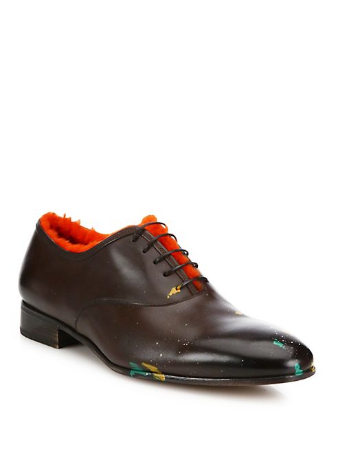 Salvatore Ferragamo - Andy Warhol Paint Fur Calfskin Leather Oxfords