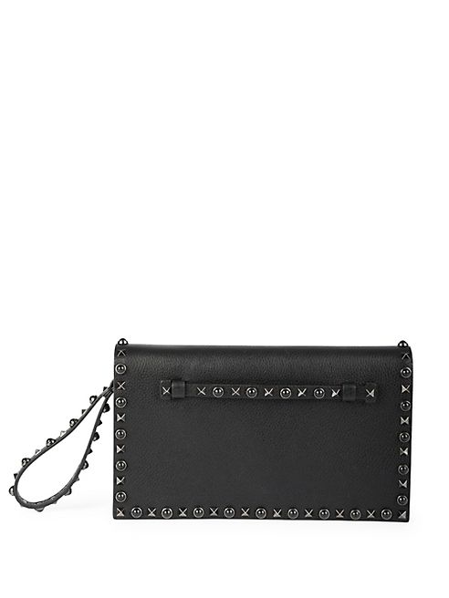 Valentino - Noir Rockstud Rolling Leather Clutch