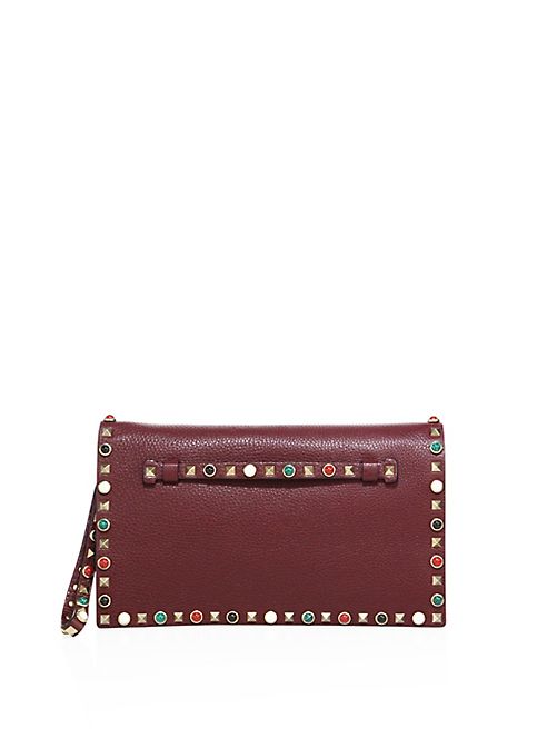 Valentino - Rolling Rockstud Small Leather Flap Clutch