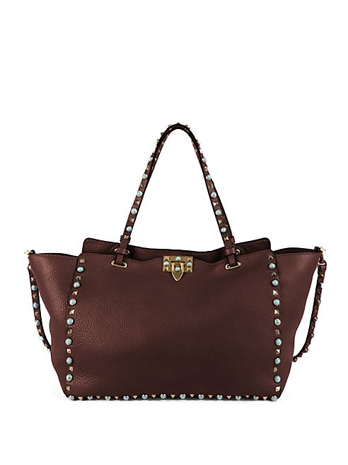 Valentino - Rolling Rockstud Medium Leather Tote