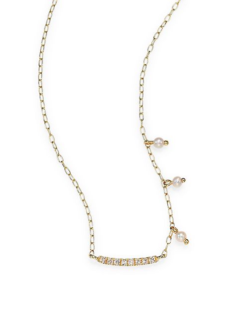 Meira T - Curved Diamond Bar Necklace